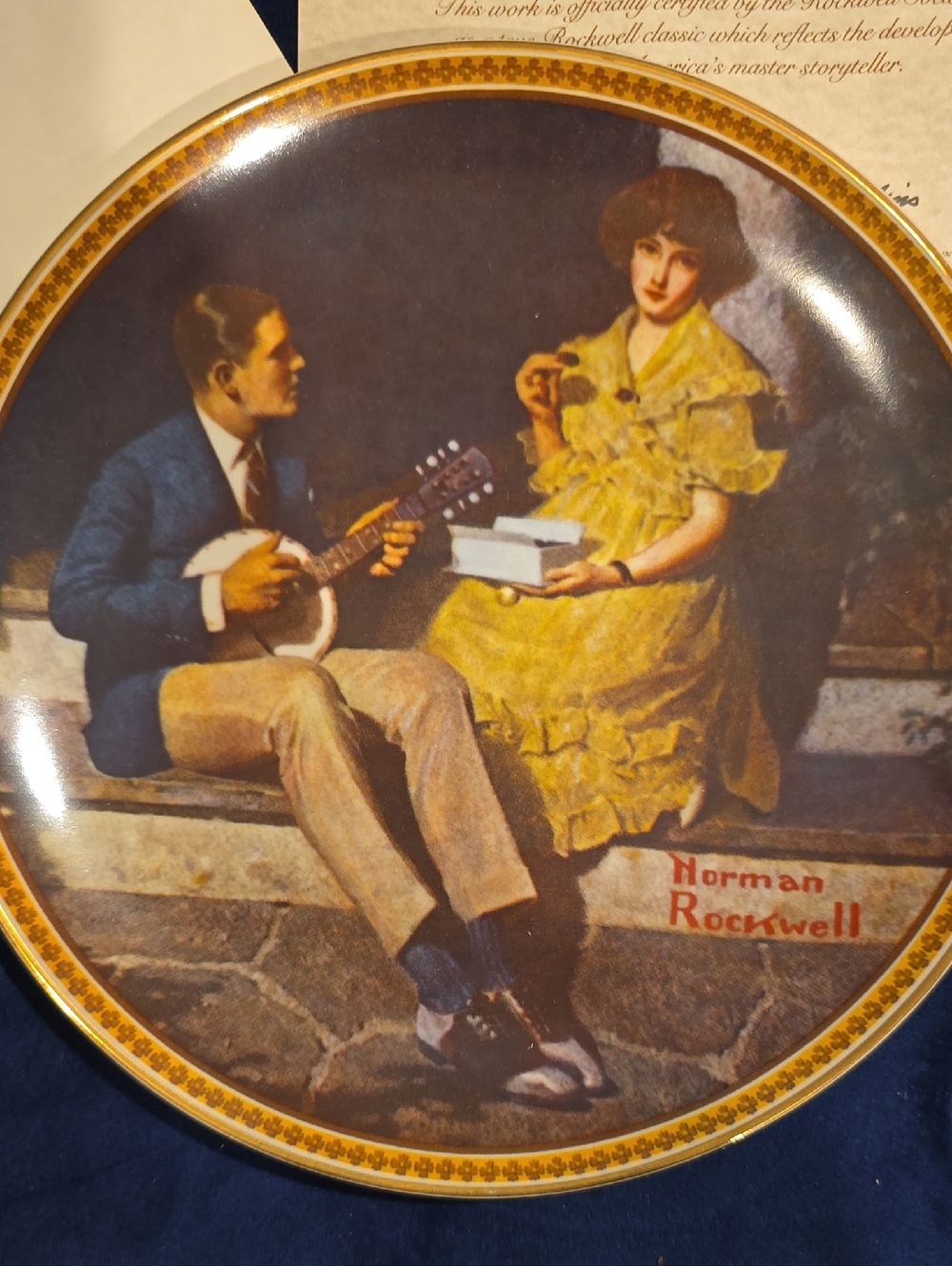 Norman Rockwell Collector Plate "Pondering On The Porch", 1983 with COA, and box